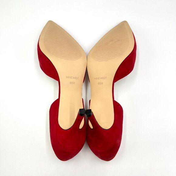 Nine West Womens Size 9.5 Red Suede Leather Pumps Heels Shoes - Picture 9 of 14